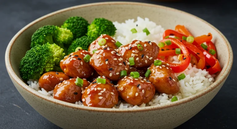 Druckbare Rezeptseite Chicken Teriyaki mit Brokkoli und Reis