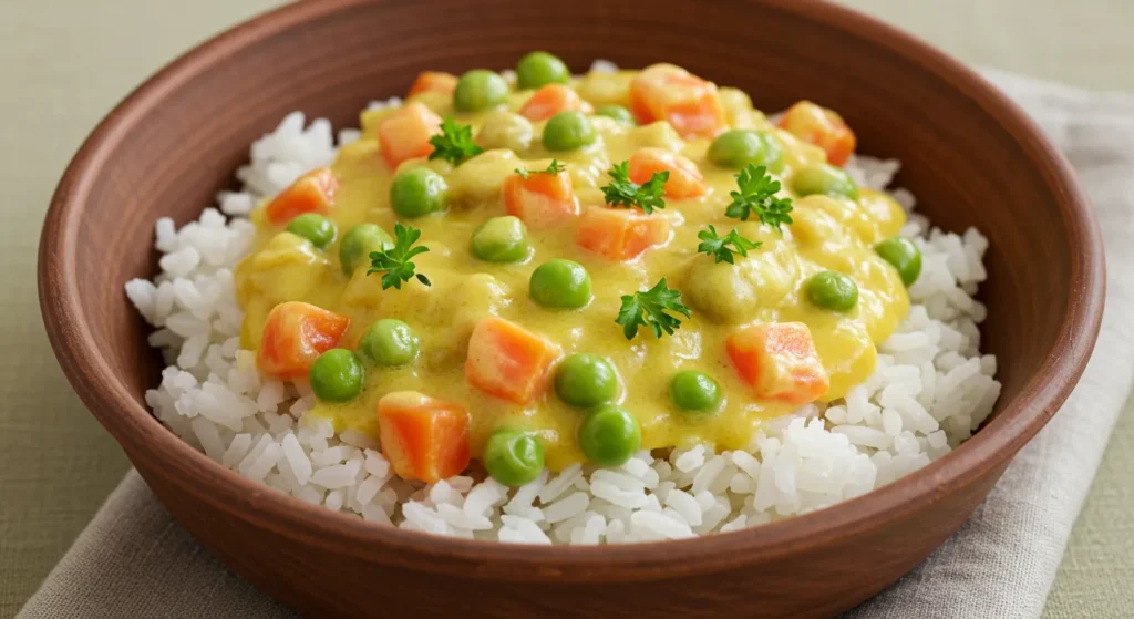 Reis mit cremiger Gemüse-Käse-Soße – Einfaches & Vegetarisches Wohlfühlessen