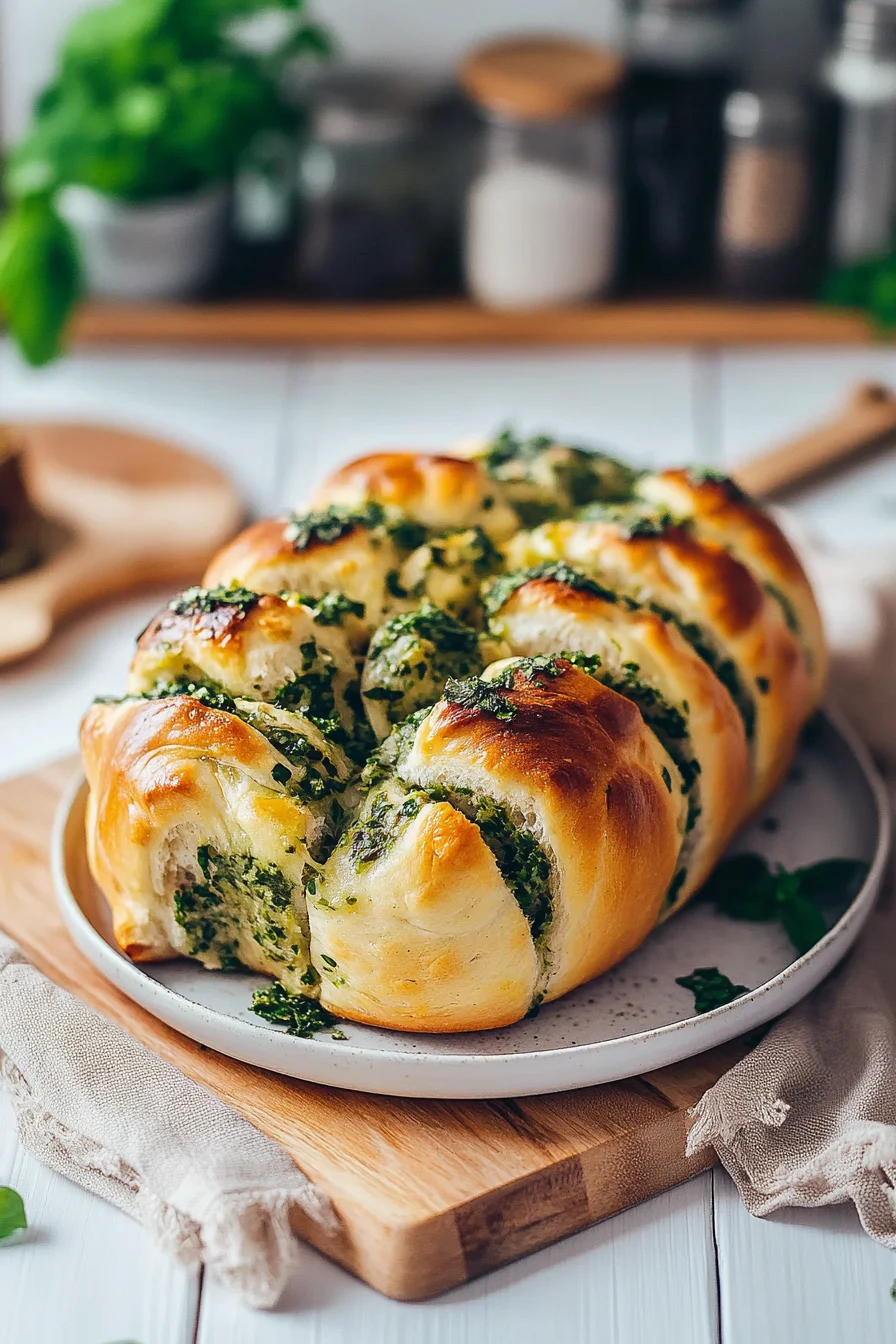 Bärlauch-Faltenbrot mit Kräuterbutter (Zupfbrot)