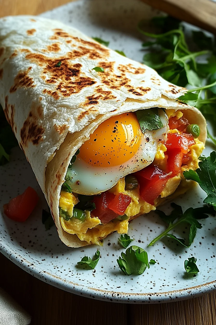 Frühstücks-Wrap mit Scrambled Eggs und Avocado