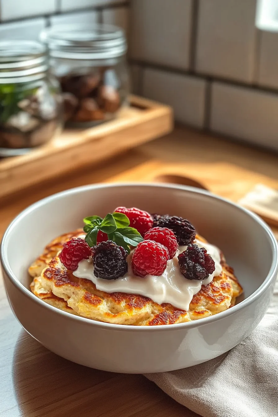 Gebackene Protein-Pfannkuchen-Schüsseln für Frühstücksliebhaber