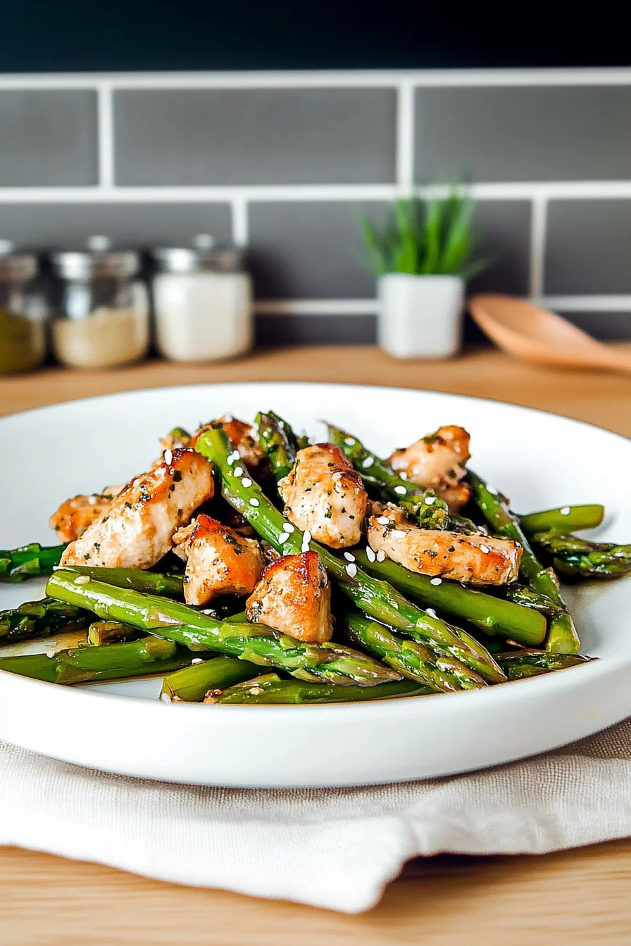 Grüner Spargel mit Hähnchen