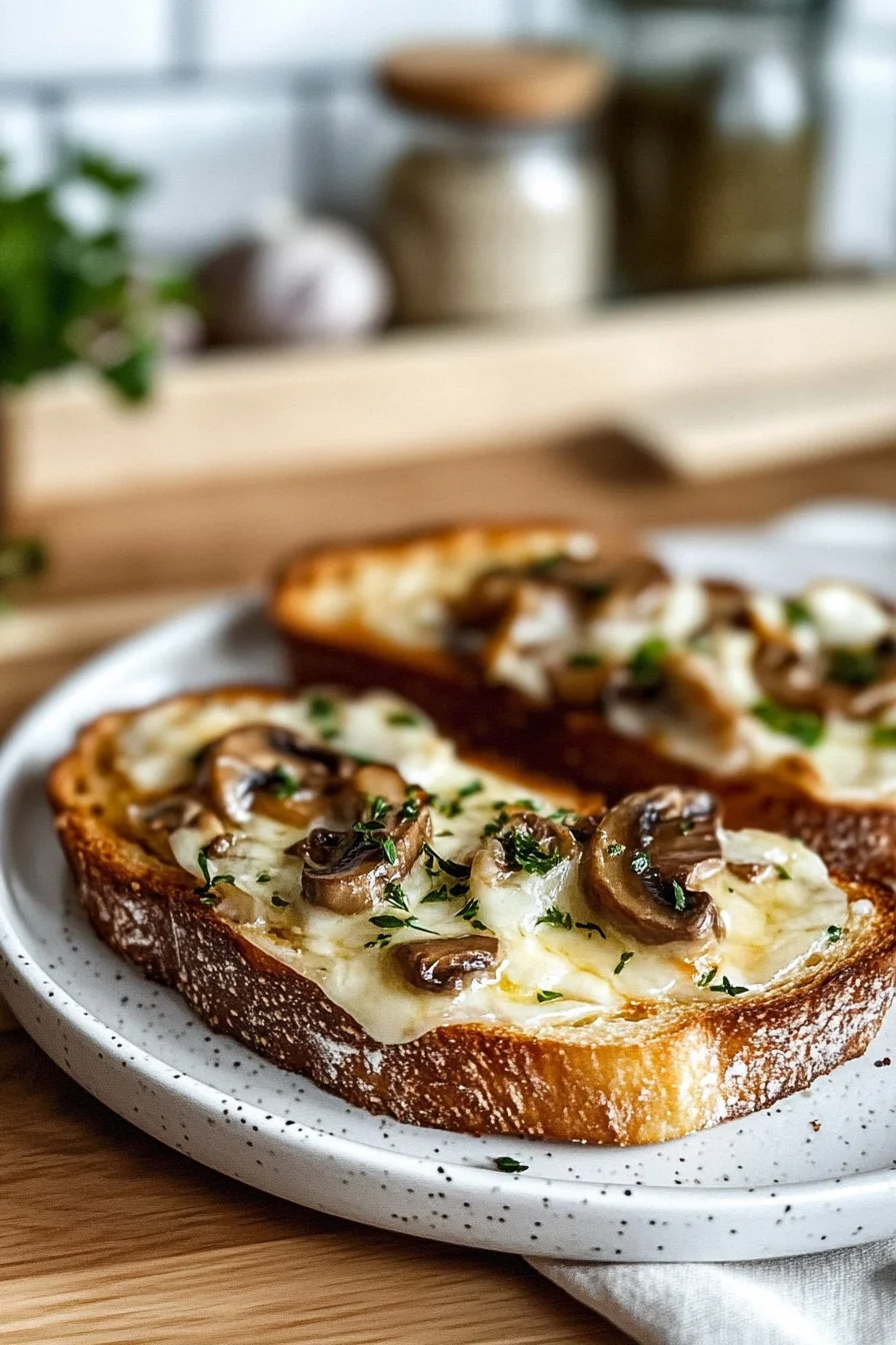 Knusprige Käse-Champignon-Knoblauch-Toasts