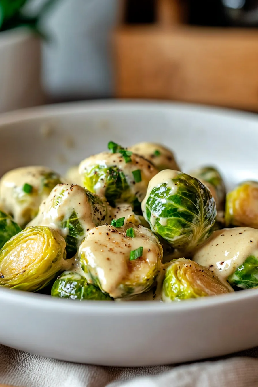 Rosenkohl in Frischkäse-Senfsauce – cremig & würzig kombiniert mit dem nussigen Geschmack von Rosenkohl