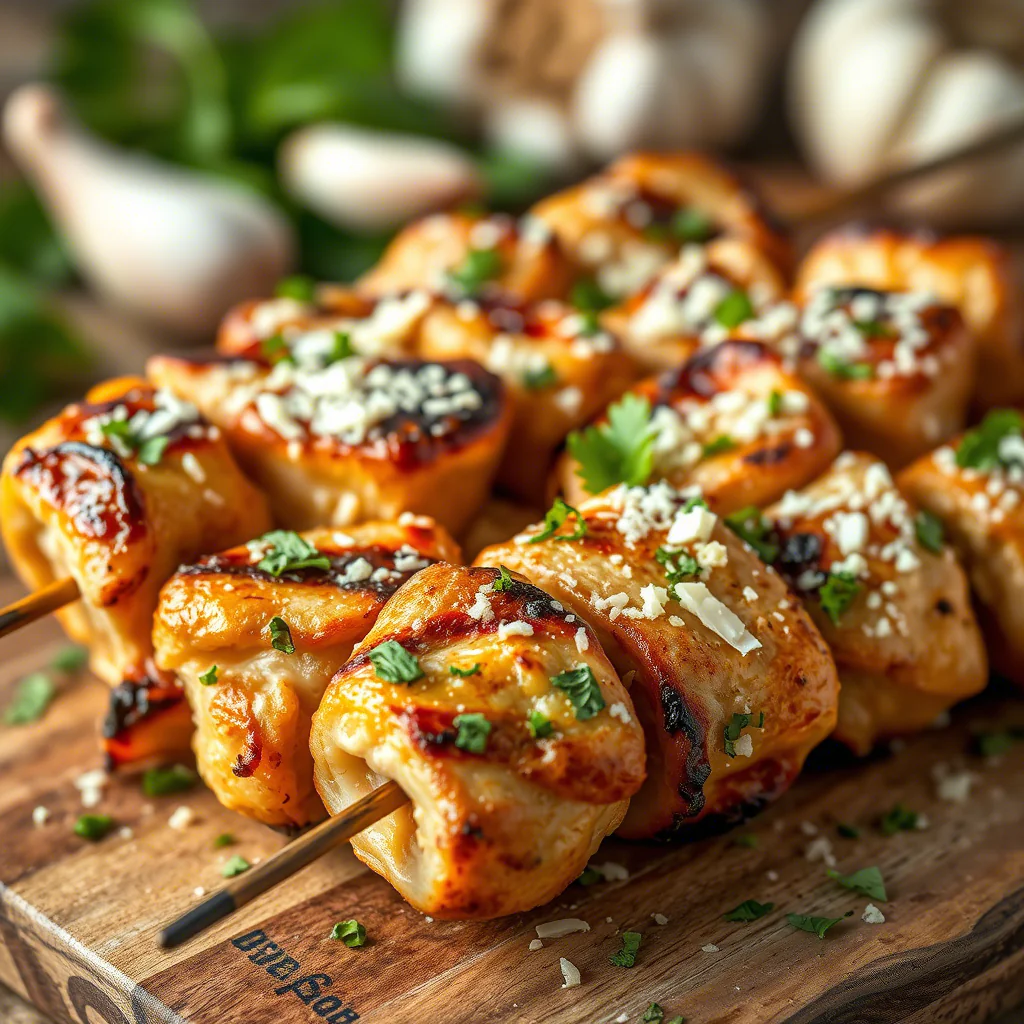 Knoblauch-Parmesan-Hähnchenspieße Rezept – Grill | Pfanne | Einfach & Schnell