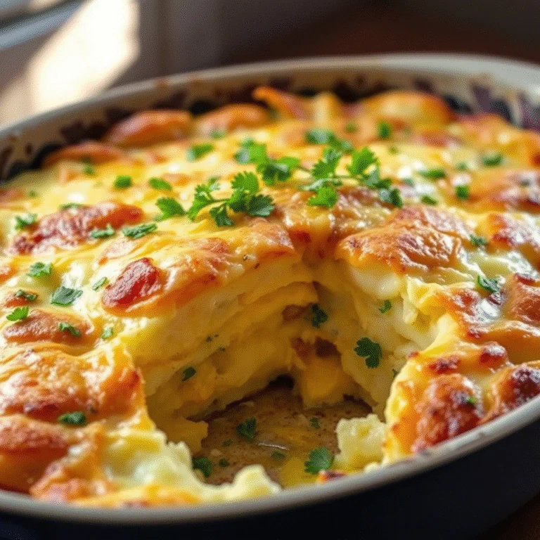 Käsig Kartoffel- und Ei-Frühstücksauflauf.