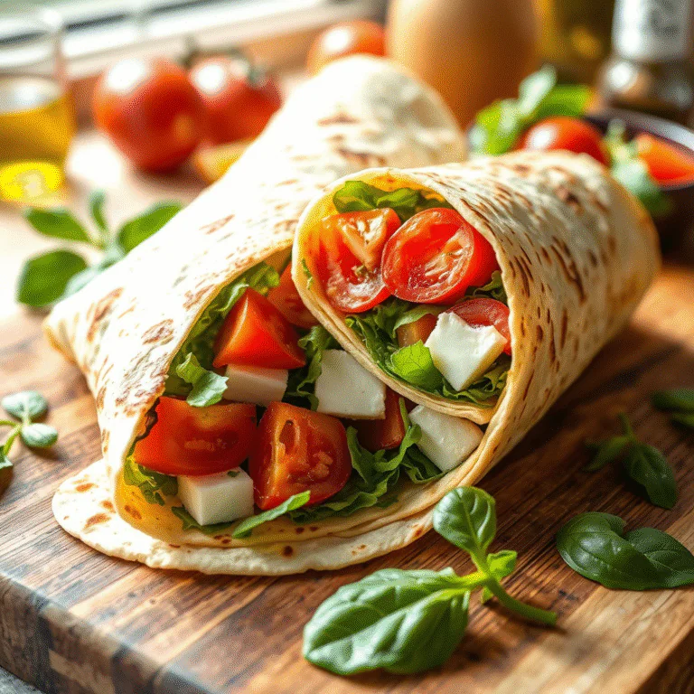 Vegetarischer Wrap Rezept – Tomate, Mozzarella & Basilikum | Schnell & Frisch