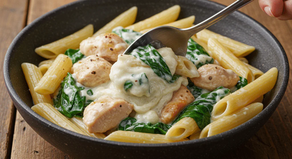 Frischkase Spinat Hahnchen Pasta Druckversion