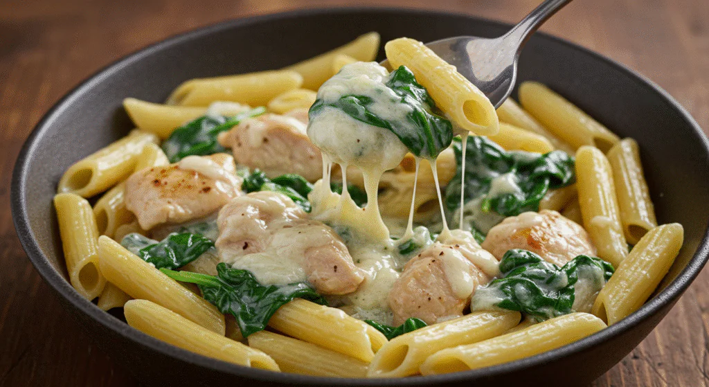 Frischkäse-Spinat-Hähnchen-Pasta Druckversion