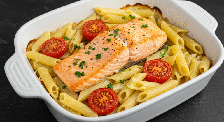 Lachs-Pasta aus dem Ofen mit Tomaten: Schnell und einfach zubereitet für den Feierabend