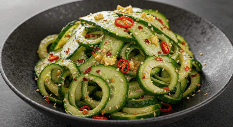 Schneller Asiatischer Gurkensalat mit Chili und Sesam – Gesund & Vegan