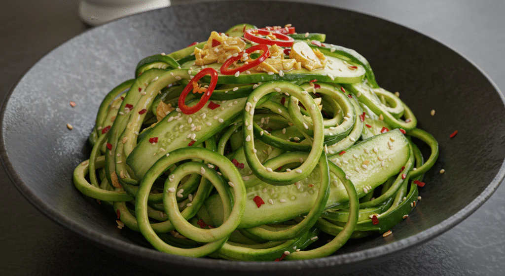 Schneller Asiatischer Gurkensalat mit Chili und Sesam – Gesund & Vegan