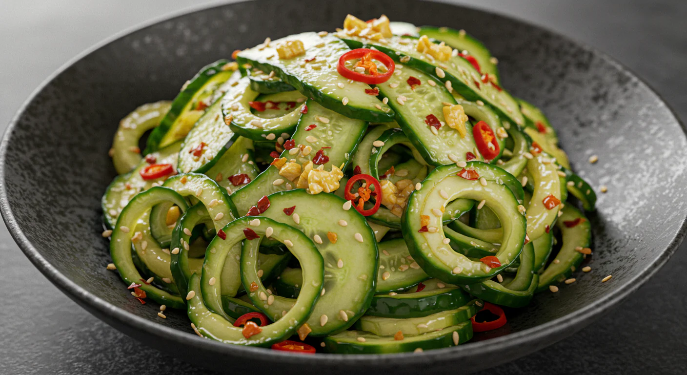 Schneller Asiatischer Gurkensalat mit Chili und Sesam – Gesund & Vegan