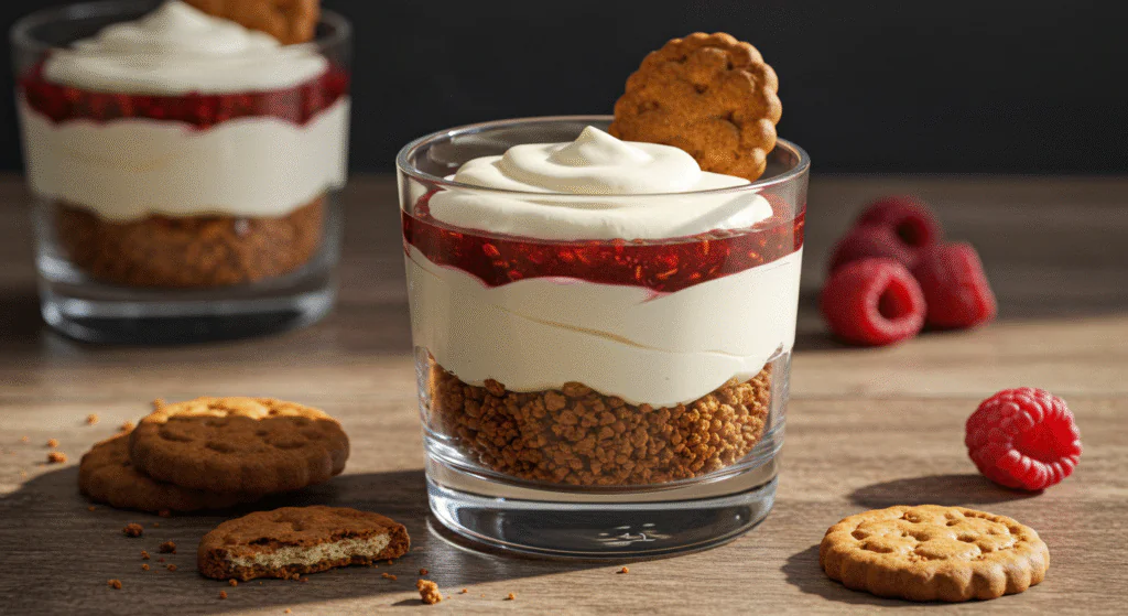 Spekulatius-Himbeer-Dessert: Weihnachtlicher Nachtisch in 10 Minuten