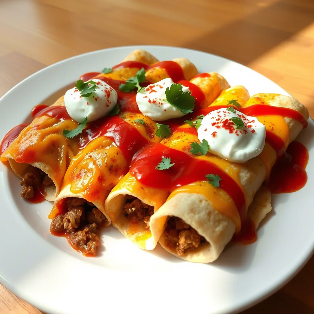 Vegetarische Enchiladas mit Käse und Bohnen
