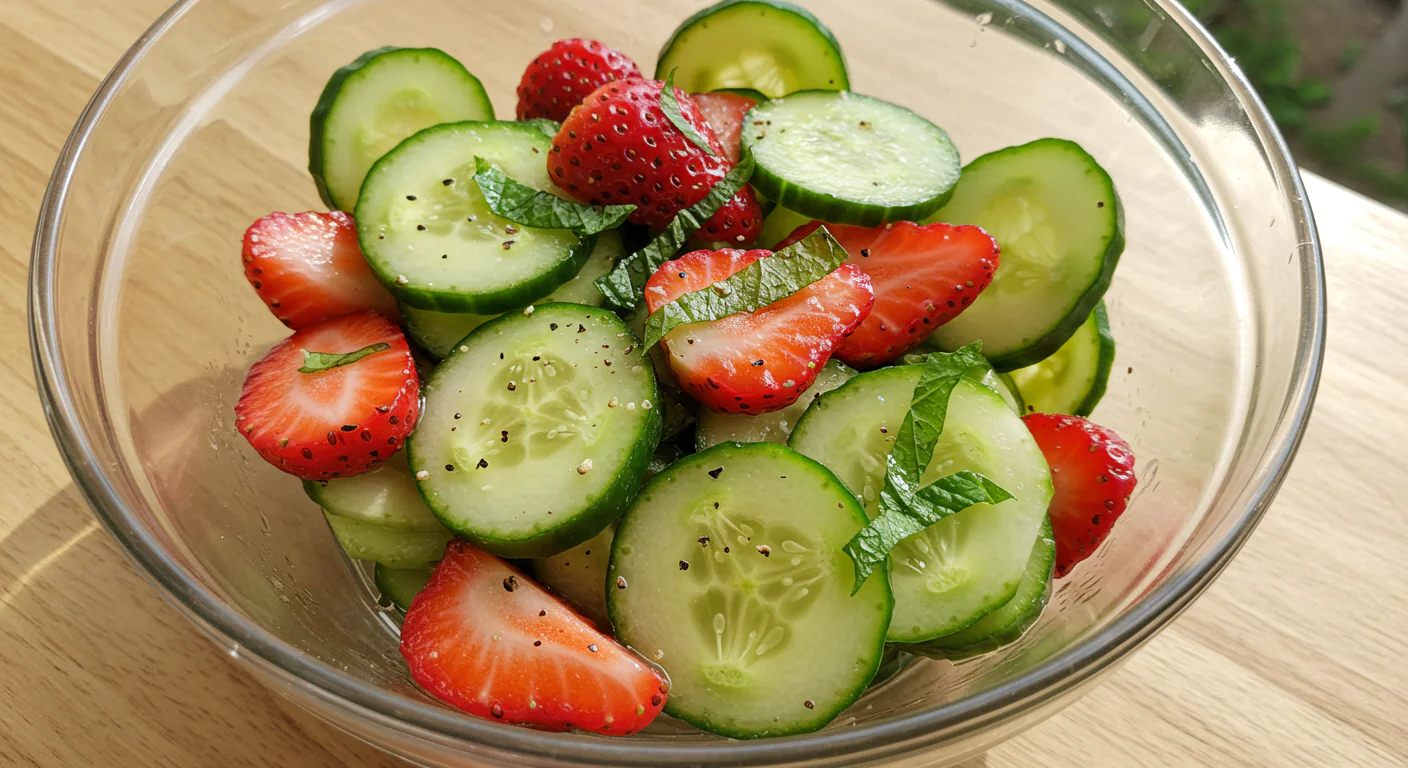 Gurken Erdbeer Salat Dein leichter & süßer Sommer Hit!