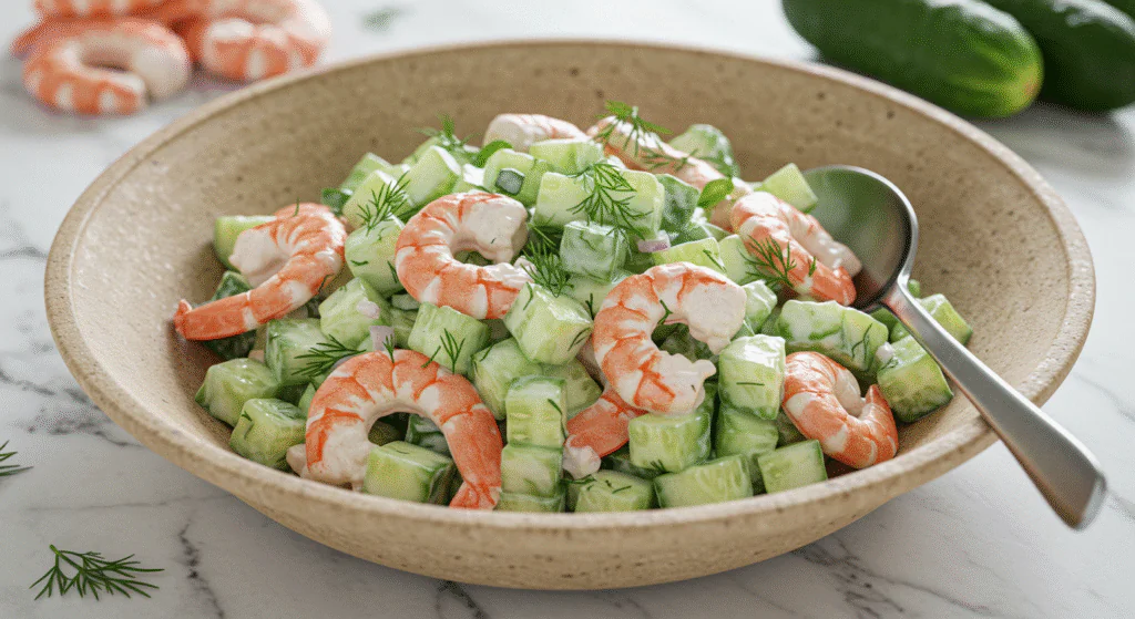 Gurken Garnelen Salat – Leicht, cremig & perfekt für heiße Sommertage!