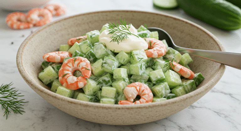 Gurken Garnelen Salat – Leicht, cremig & perfekt für heiße Sommertage!