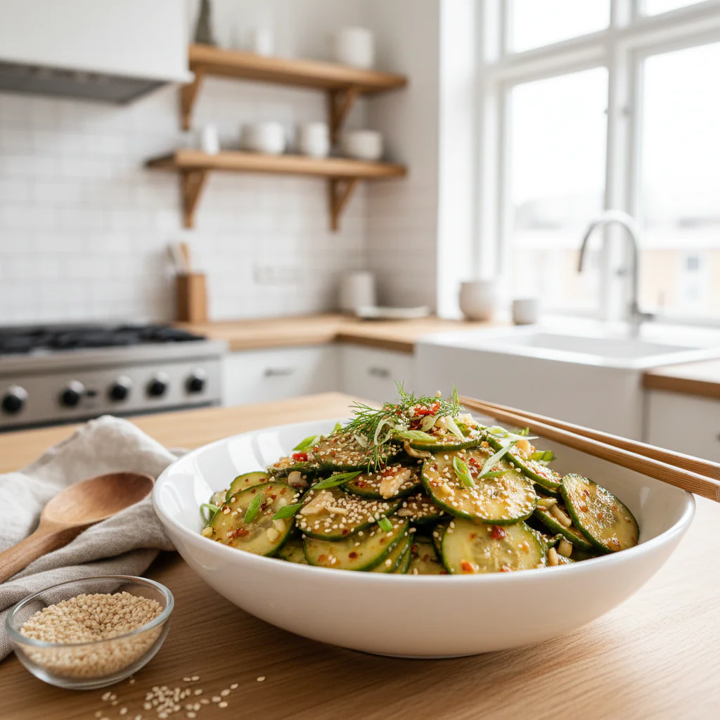 Asiatischer Gurkensalat mit Chili & Sesam – Erfrischend & würzig