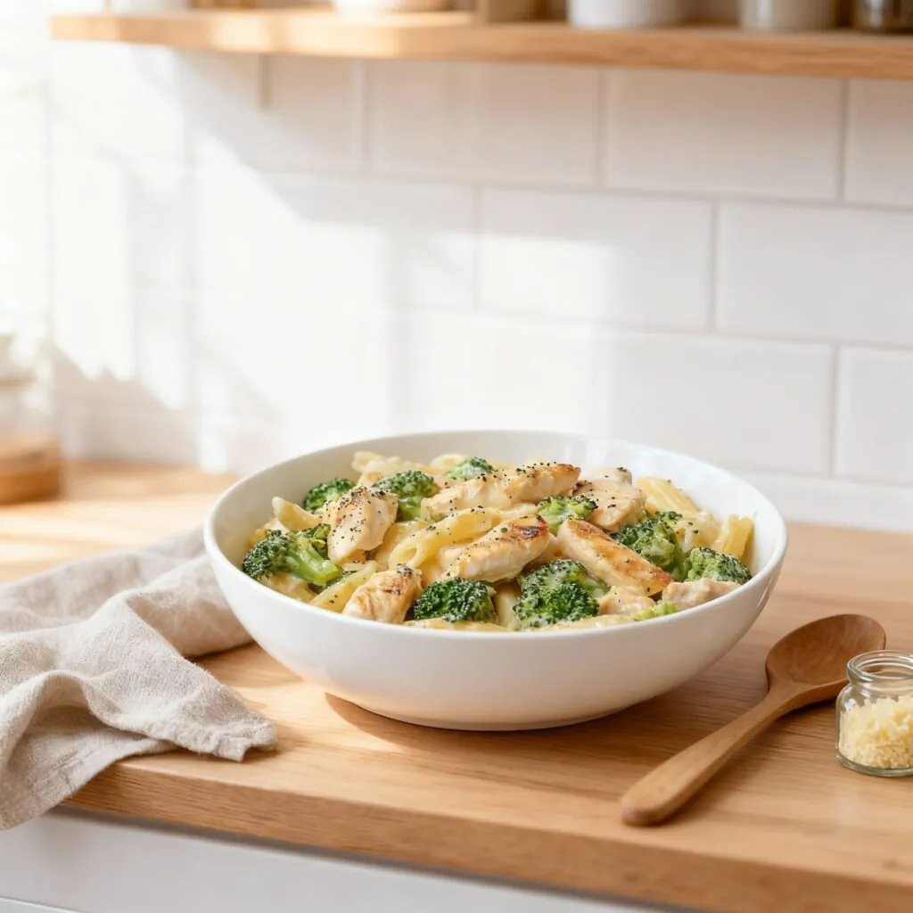 Cremige Hähnchen-Brokkoli-Pasta – Einfaches Rezept mit Parmesan-Sahne-Sauce