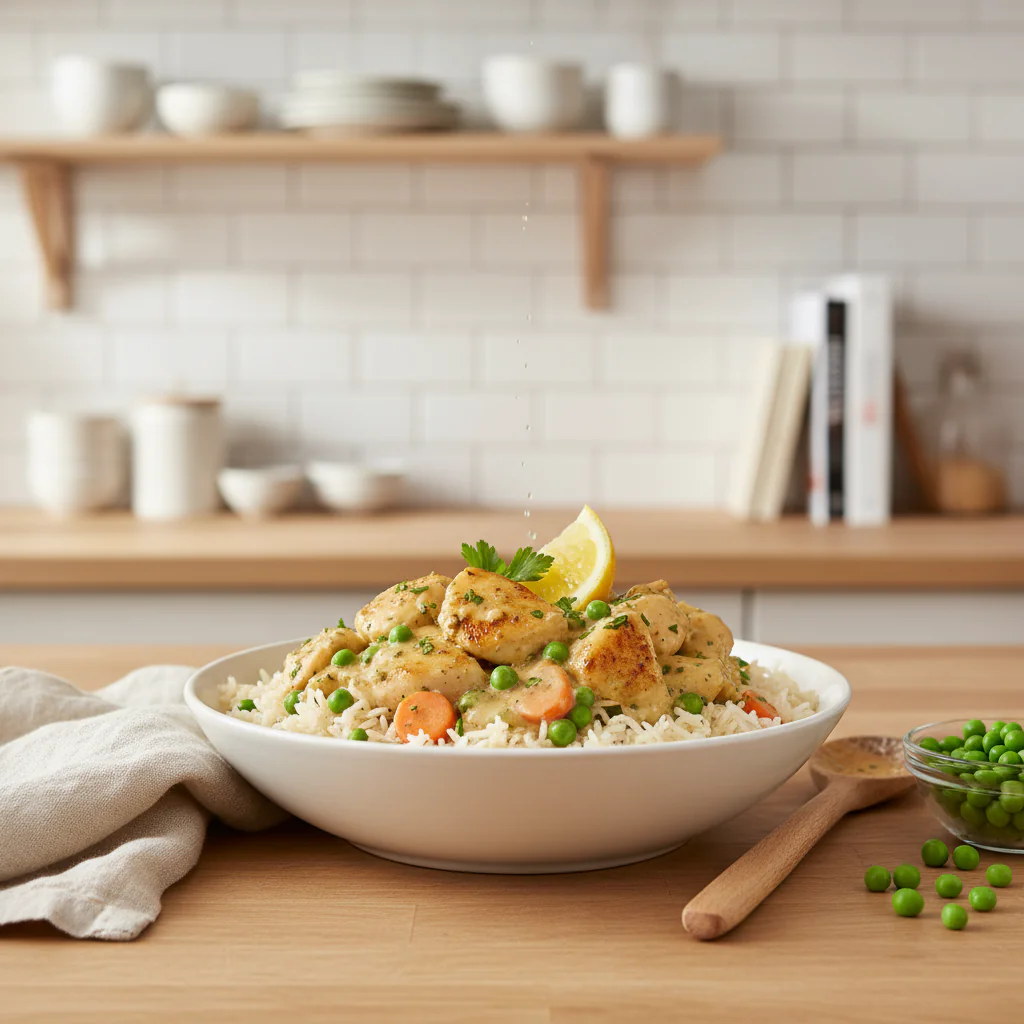 Cremiges Hähnchen mit Reis – Einfaches Rezept für schnelles Abendessen