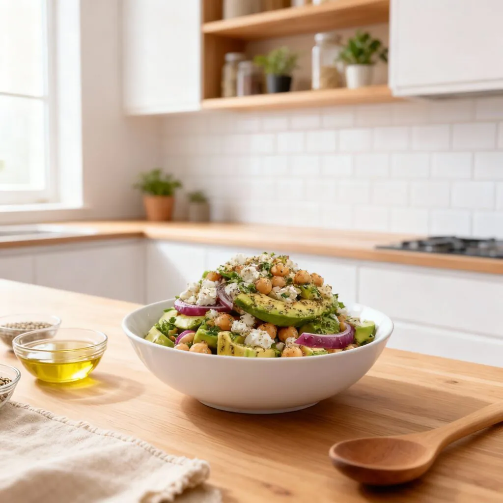 Frischer Kichererbsen-Feta-Avocado-Salat Das perfekte 15-Minuten-Rezept