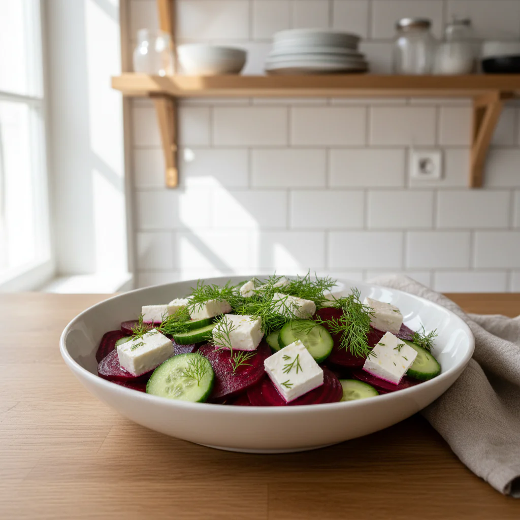 Rote-Bete-Salat mit Feta, Gurken und Dill – Ein erfrischender Salat für jede Jahreszeit