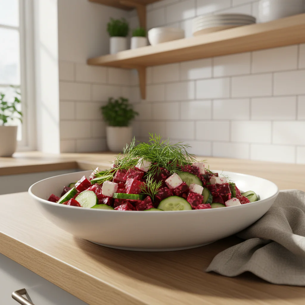Rote-Bete-Salat mit Feta, Gurken und Dill – Ein erfrischender Salat für jede Jahreszeit
