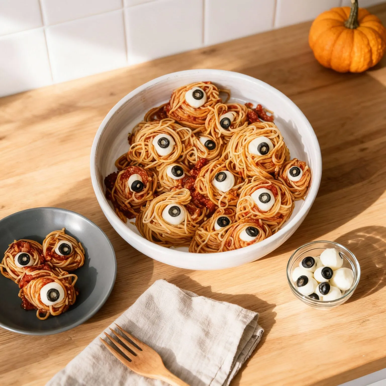 Spaghetti Ensanglantés – Halloween-Pasta mit gruseligen Augen
