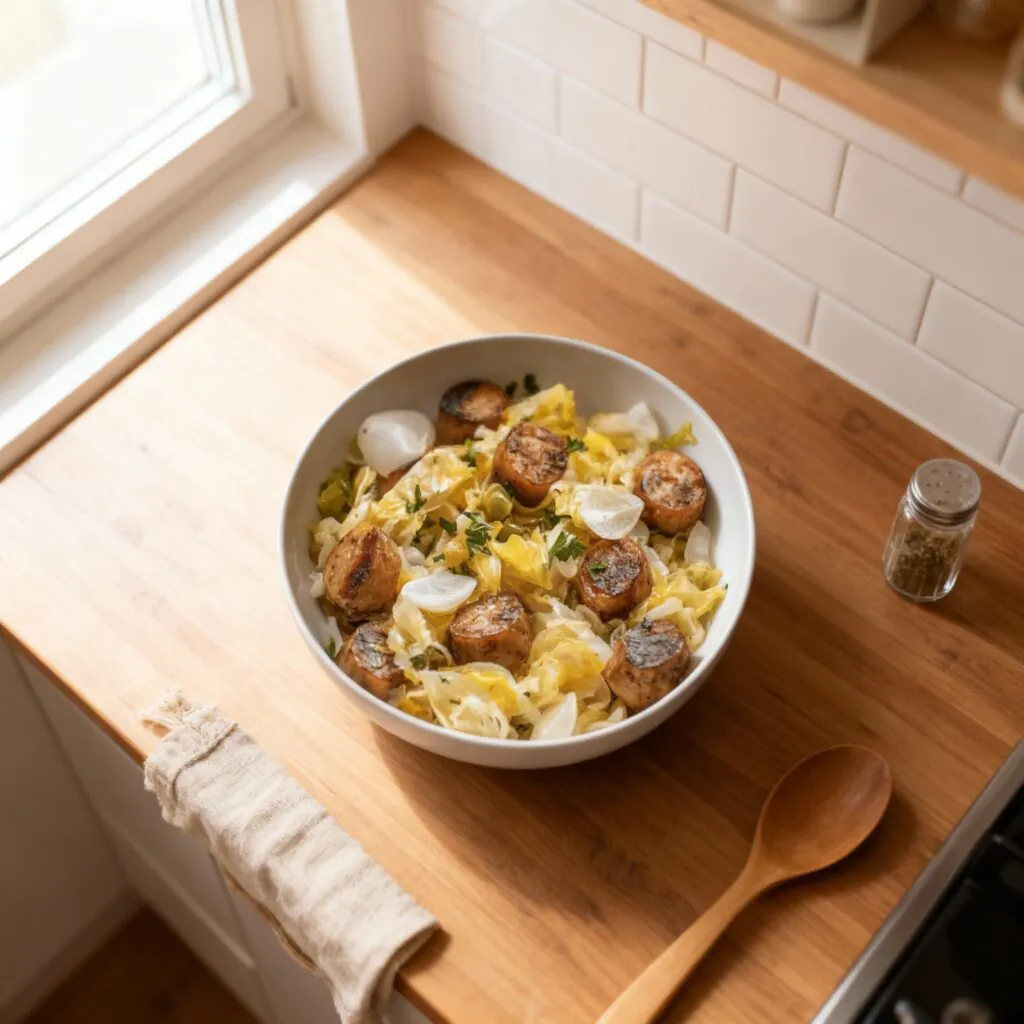 Wurst und Kohl Pfannengericht - Das Perfekte Deftige Familiengericht