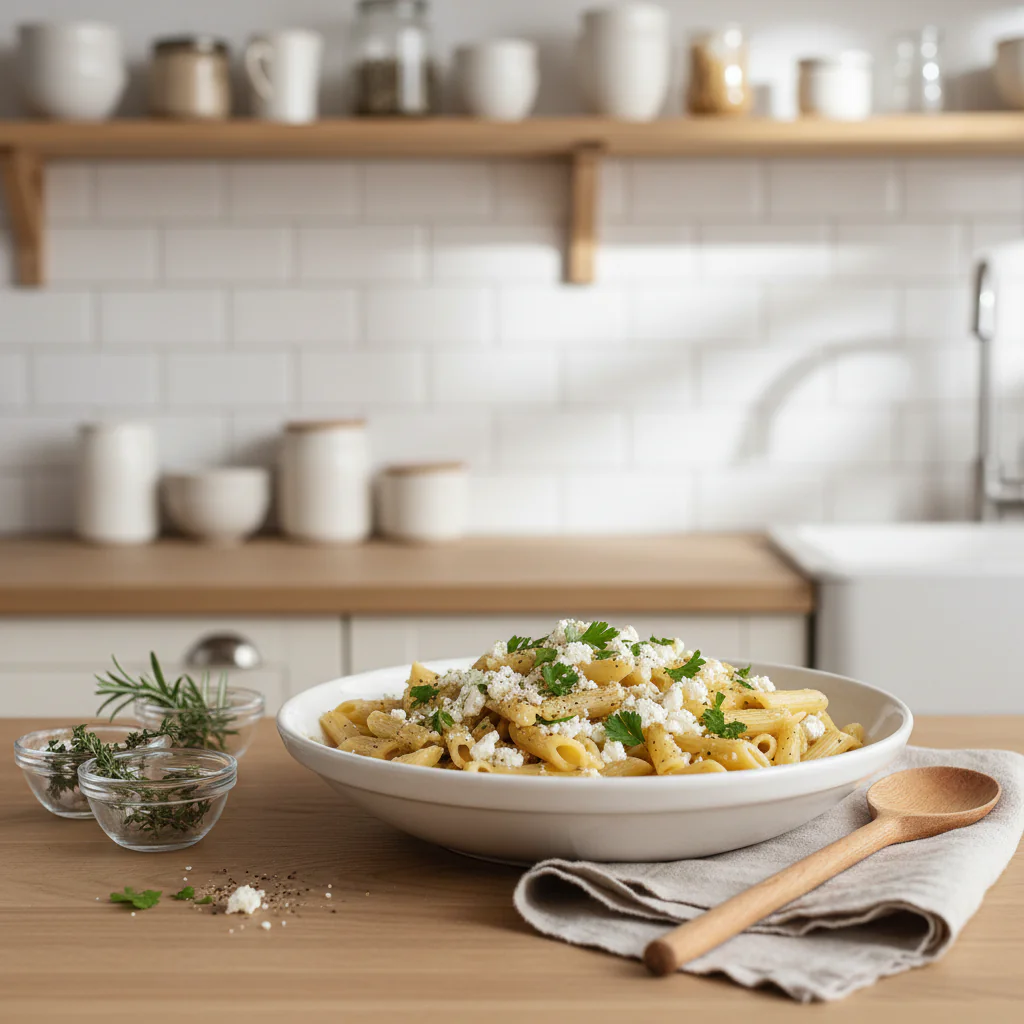 Zitronen-Feta-Pasta – Erfrischend, cremig & schnell in 15 Minuten