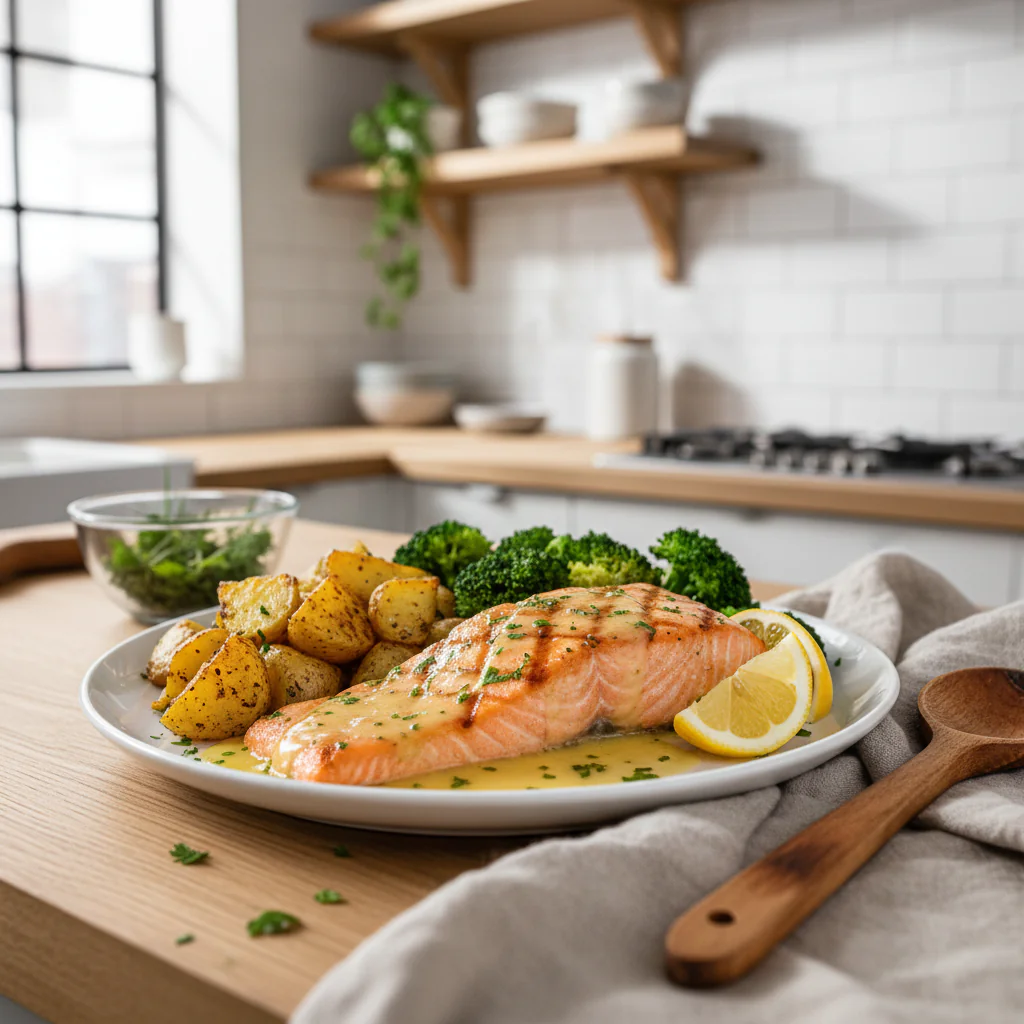 Zitronenbutterlachs mit Kartoffeln und Brokkoli – Elegantes Rezept in 40 Minuten