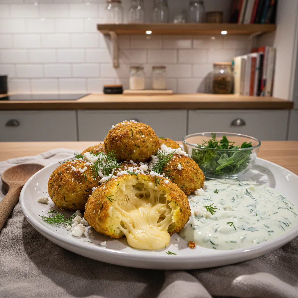 Zucchini-Feta-Bällchen aus dem Ofen – Knusprig, gesund & vegetarisch