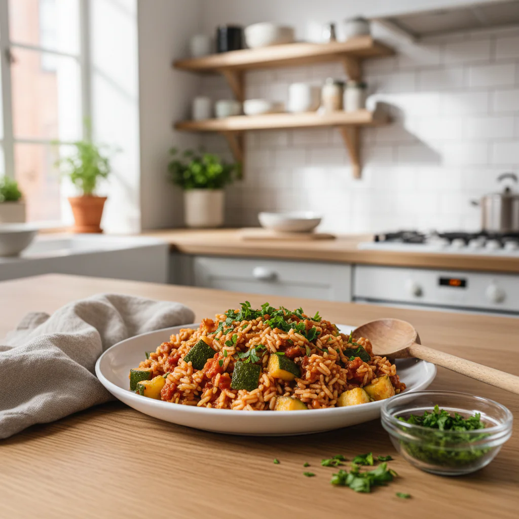 Zucchini-Tomaten-Reis: Buntes Gemüsegericht voller Geschmack