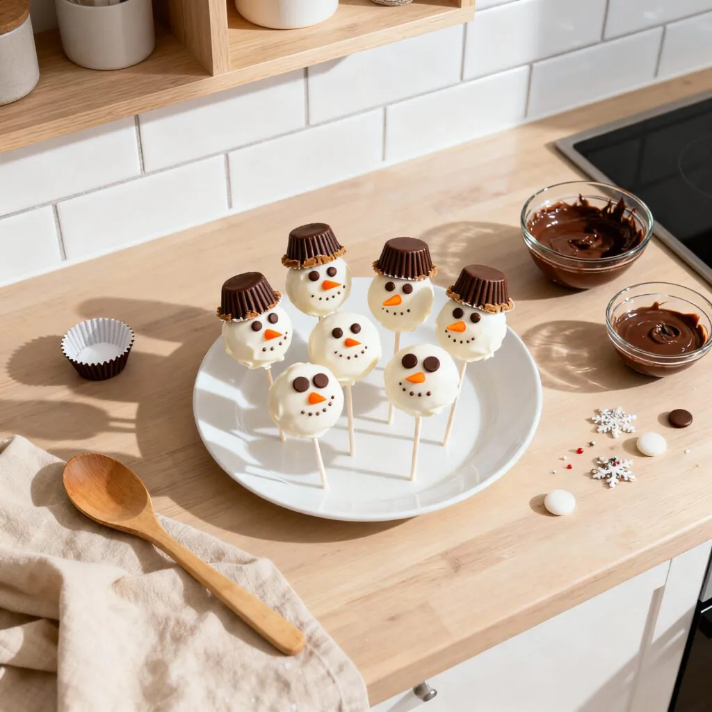 Bezaubernde Schneemann Cake Pops mit weißer Schokolade! In 60 Min fertig. Perfektes Weihnachtsdessert zum Verschenken & für Kinder. Einfach niedlich! ⛄