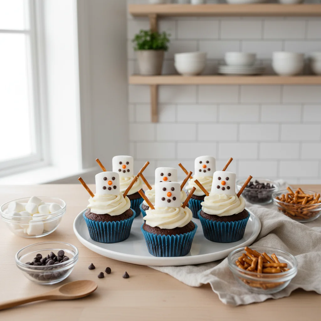 Schneemann Cupcakes Rezept – Süße Weihnachts-Cupcakes