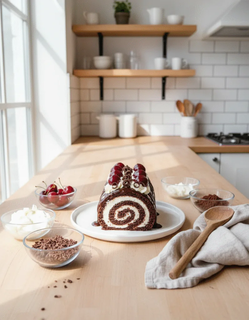 Schwarzwälder Kirsch Biskuitrolle Rezept – Elegante Torte einfach gerollt rezept