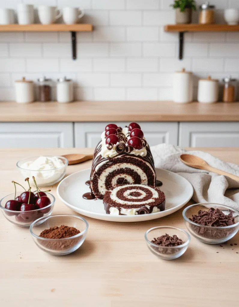 Schwarzwälder Kirsch Biskuitrolle Rezept – Elegante Torte einfach gerollt rezept