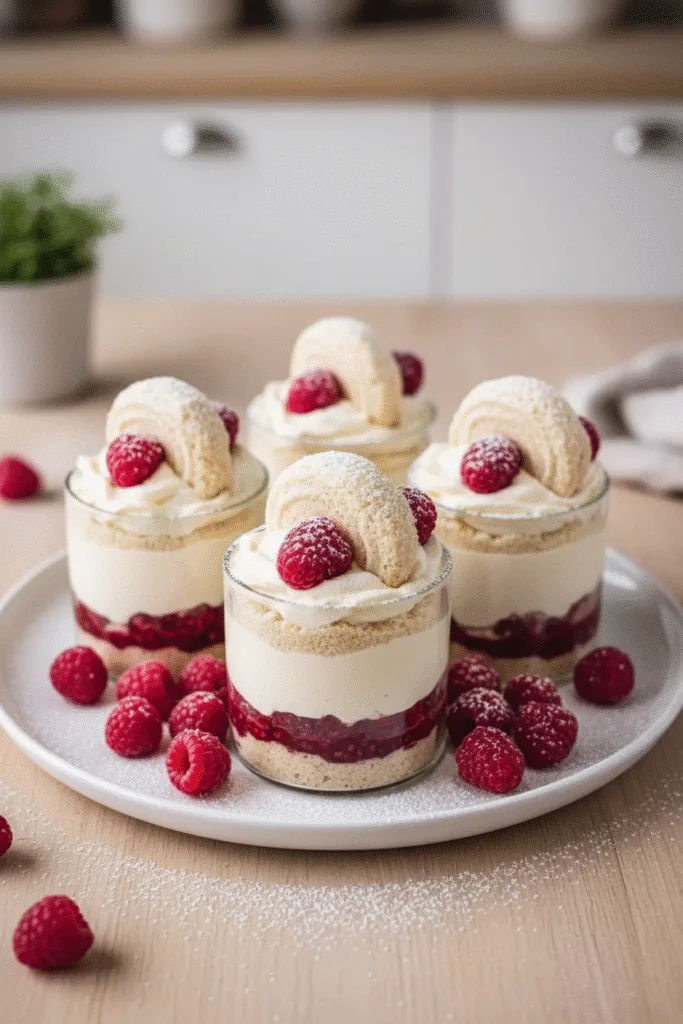 Weihnachtsdessert mit Vanillekipferl & Himbeeren im Glas 7 Weihnachtsdessert mit Vanillekipferl & Himbeeren im Glas