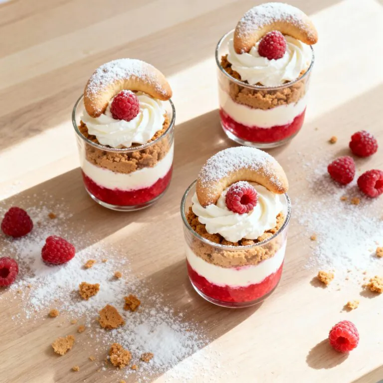 Weihnachtsdessert mit Vanillekipferl & Himbeeren im Glas 9 Weihnachtsdessert mit Vanillekipferl & Himbeeren im Glas