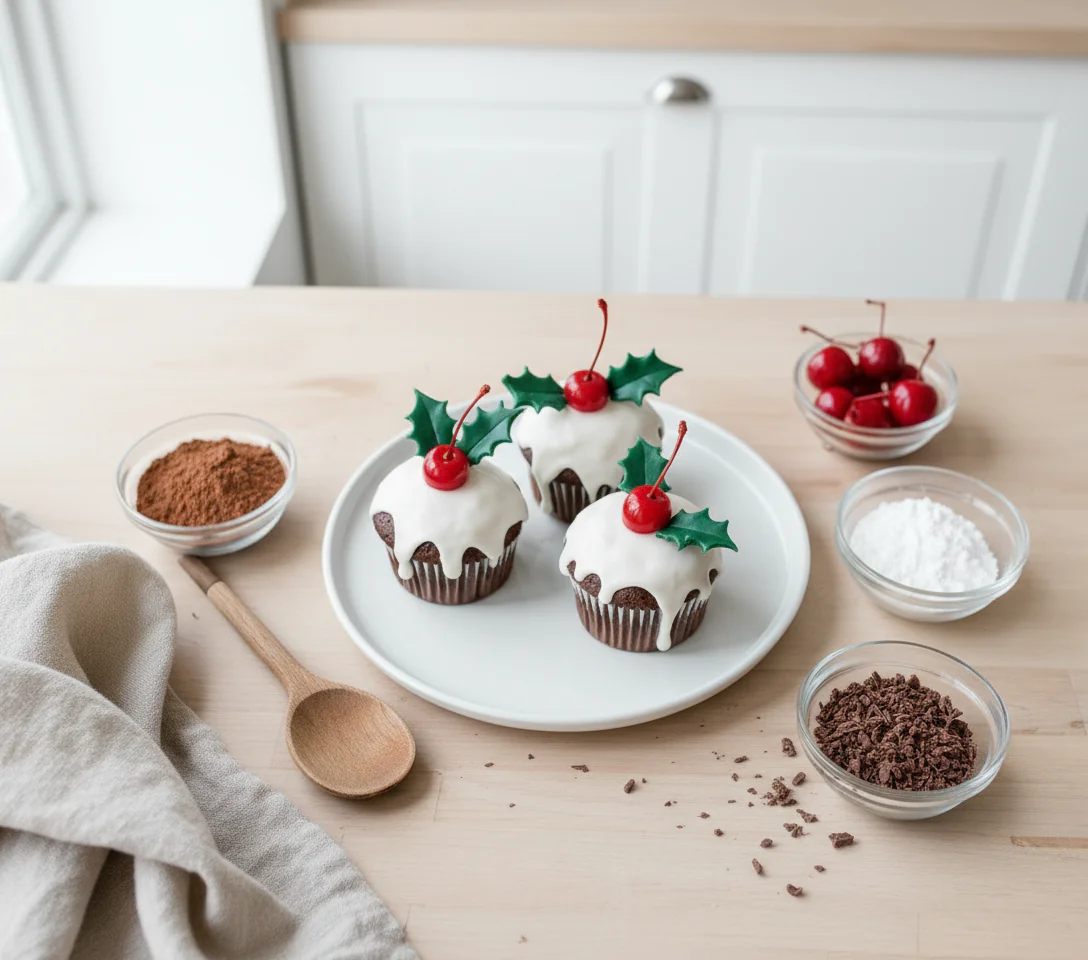 Weihnachtspudding Cupcakes mit Vanilleglasur – Festlich & Einfach rezepte