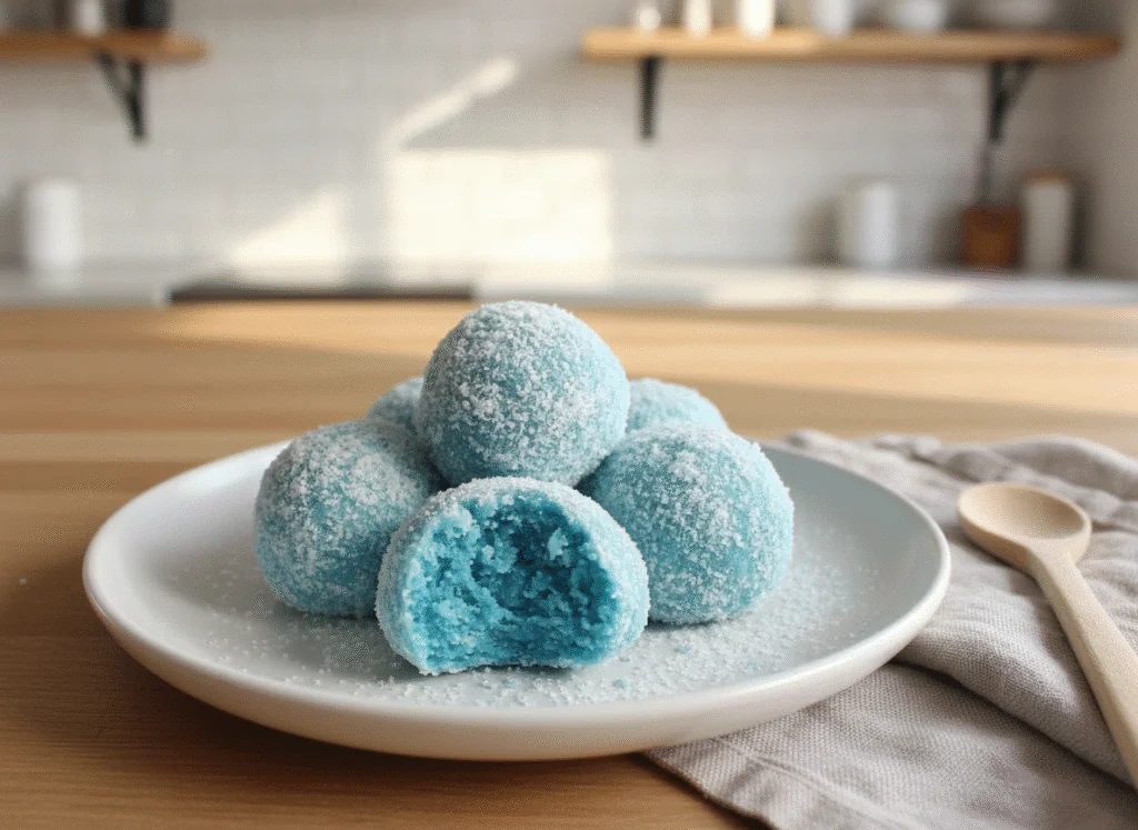 Blaue Weihnachtspralinen ohne Backen – einfache Blue Christmas Truffles mit 4 Zutaten