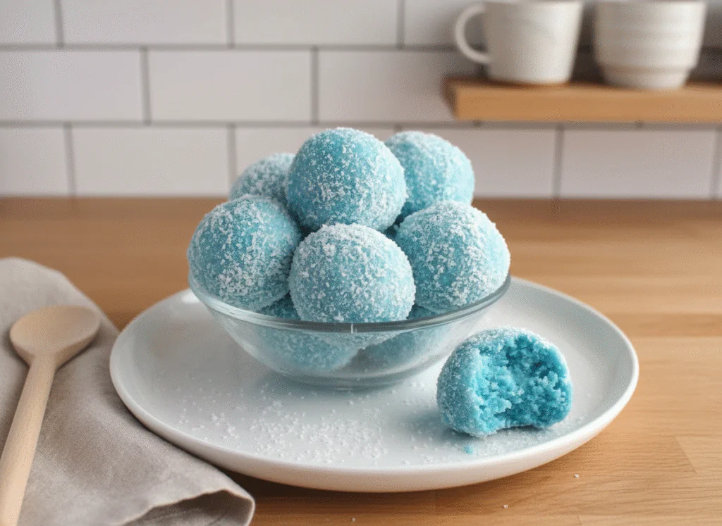 Blaue Weihnachtspralinen ohne Backen – einfache Blue Christmas Truffles mit 4 Zutaten