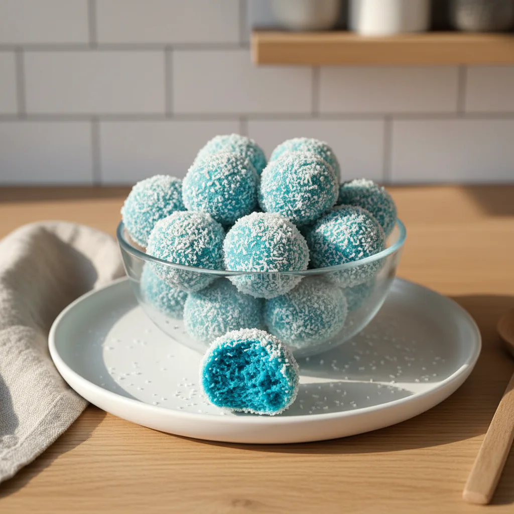 Blaue Weihnachtspralinen ohne Backen – einfache Blue Christmas Truffles mit 4 Zutaten
