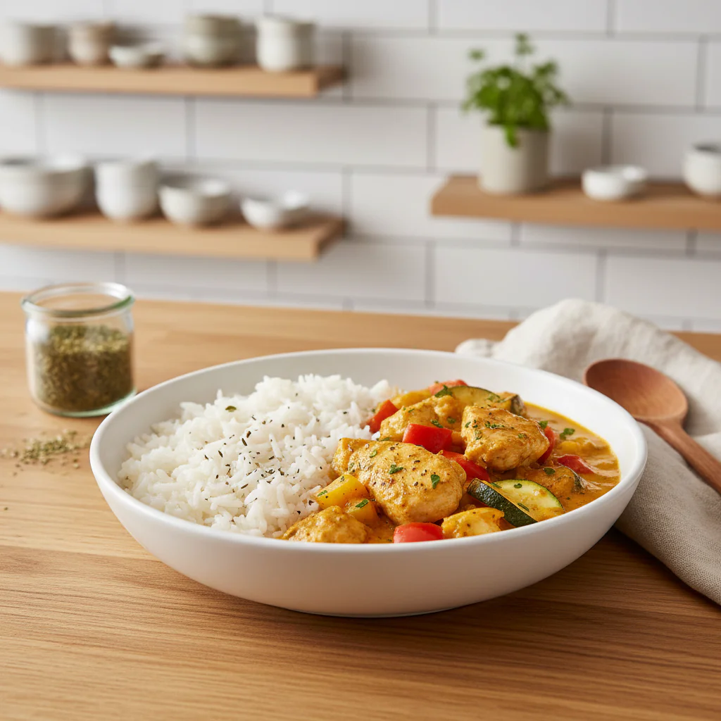 Cremiges Paprika-Zucchini-Hähnchen Rezept – Schnelles Pfannengericht in 30 Min rezept