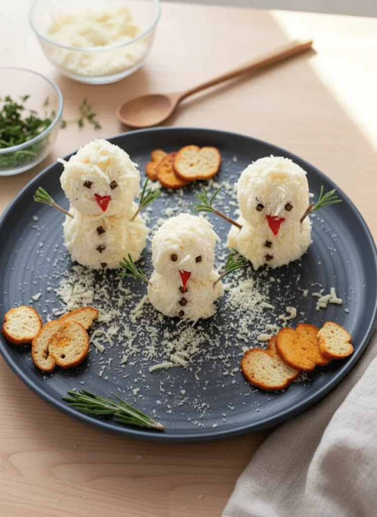 Frischkäse Schneemann Rezept – Der Hingucker für dein Weihnachtsbuffet