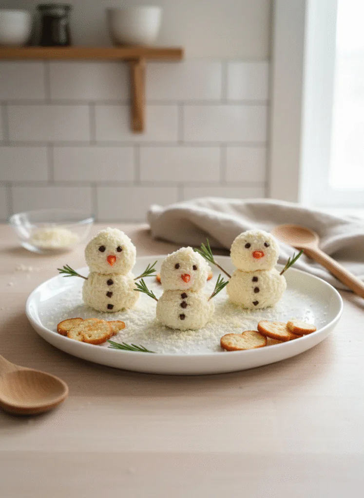 Frischkäse Schneemann Rezept – Der Hingucker für dein Weihnachtsbuffet