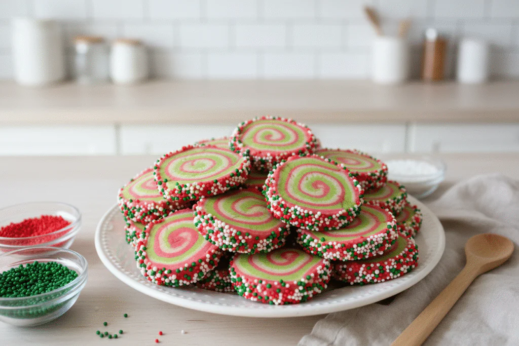 Grinch Swirl Kekse Rezept Einfach – Bunte Weihnachtsplätzchen in 90 Min