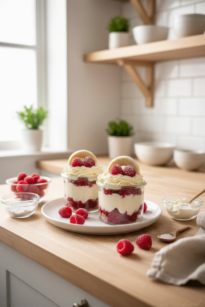 Vanillekipferl Dessert mit Himbeeren – Das schnelle Weihnachtsdessert im Glas