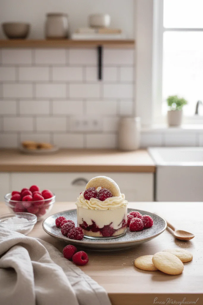 Vanillekipferl Dessert mit Himbeeren – Das schnelle Weihnachtsdessert im Glas